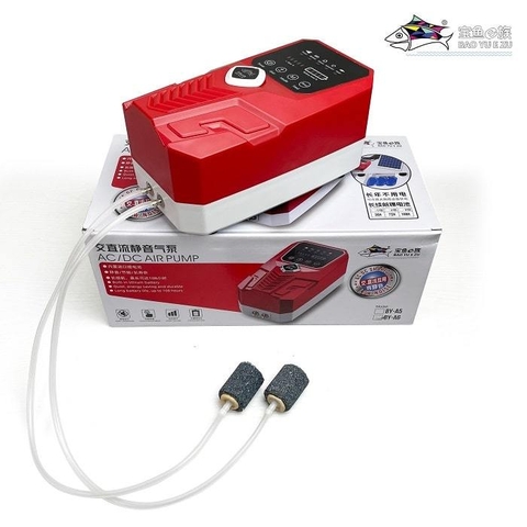 Máy Sủi Oxy Tích Điện 2 vòi Baoyu BY-A3 A5 A6 Dùng Sạc Năng Lượng Mặt Trời - Sủi Oxy Cho Bể Cá (Hàng Cty)