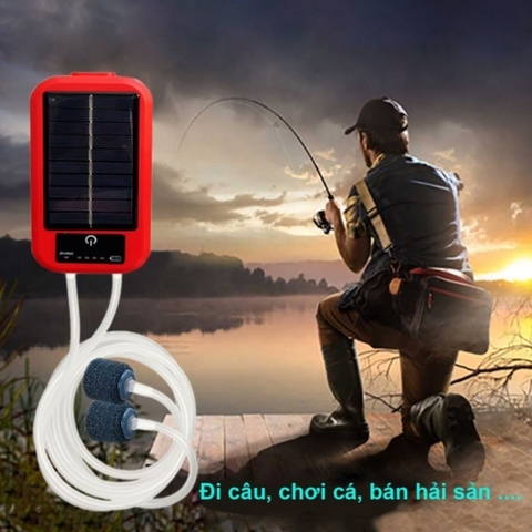 Máy Sủi Oxy Tích Điện 2 vòi Baoyu BY-A3 A5 A6 Dùng Sạc Năng Lượng Mặt Trời - Sủi Oxy Cho Bể Cá (Hàng Cty)
