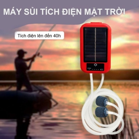 Máy Sủi Oxy Tích Điện 2 vòi Baoyu BY-A3 A5 A6 Dùng Sạc Năng Lượng Mặt Trời - Sủi Oxy Cho Bể Cá (Hàng Cty)