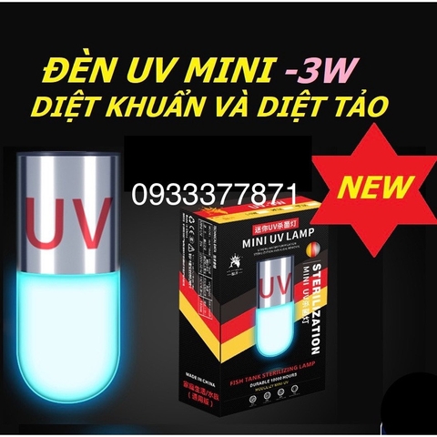 Đèn UV Mini diệt khuẩn và diệt tảo cao cấp - Đèn UV mini cho hồ cá cảnh thủy sinh (Hàng Công Ty)