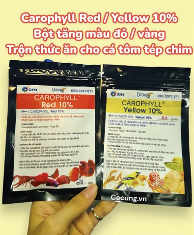 Carophyll Red 10% & Carophyll Yellow 10% | Carophyll Đỏ Vàng lên màu cho cá tôm tép chim (Hàng Cty)