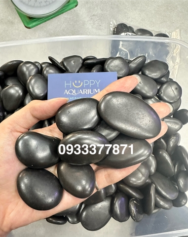 SỎI ĐEN BÓNG VIP - Sỏi trang trí hồ cá, sân vườn, chậu cây, đá nướng xúc xích (HÀNG NHẬP KHẨU)