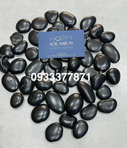 SỎI ĐEN BÓNG VIP - Sỏi trang trí hồ cá, sân vườn, chậu cây, đá nướng xúc xích (HÀNG NHẬP KHẨU)