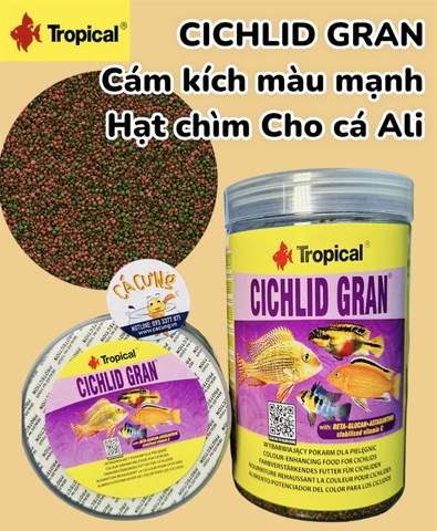 Tropical Cichlid Gran - Thức ăn cao cấp kích màu mạnh cho các dòng cá Cichlid Ali (Hàng Công Ty)