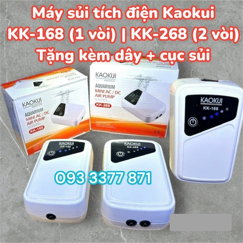 Máy Sủi Oxy Tích Điện Kaokui KK-168, KK-268 | Sủi Tích Điện Êm 1 Vòi 2 Vòi Cho Hồ Cá Cảnh (Hàng Cty)