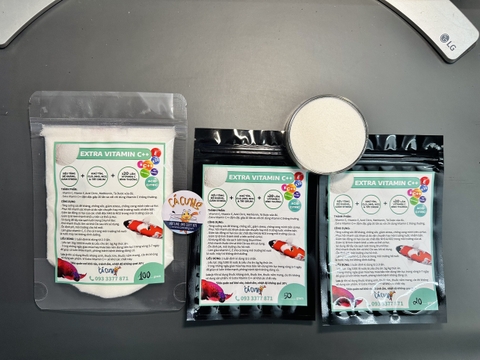 Extra Vitamin C++ Siêu tăng đề kháng cho cá khỏe, giảm stress, khử tím, tẩy drum hồ koi (Hàng Cty)