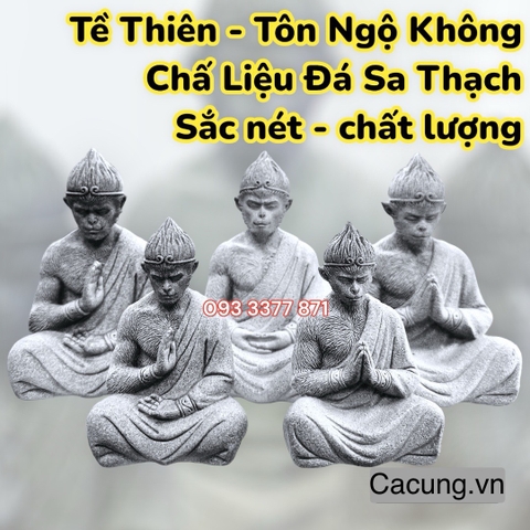 Tượng Tôn Ngộ Không Bằng Đá Sa Thạch Sắc Nét - Tề Thiên Đại Thánh Trang Trí Tiểu Cảnh Hồ Cá (Hàng Loại 1)