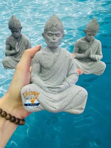 Tượng Tôn Ngộ Không Bằng Đá Sa Thạch Sắc Nét - Tề Thiên Đại Thánh Trang Trí Tiểu Cảnh Hồ Cá (Hàng Loại 1)