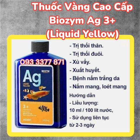 Biozym Ag+ Liquid Yellow | Biozym Ag 3+ Phòng & Xử Lý Nấm, Sát Khuẩn Cho Cá Cảnh (Hàng Công Ty)