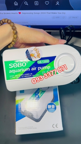 Máy sủi oxy 2 vòi siêu êm Sobo SB-12000 | Máy sục oxi 2 vòi cho bể cá cảnh (Hàng Công Ty)