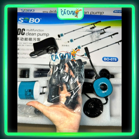 Máy Hút Vệ Sinh Hồ Cá Sobo DC 12V Chống Giật Điều Chỉnh Lưu Lượng BO-078 & BO-028 BO-058 (Hàng CTY))