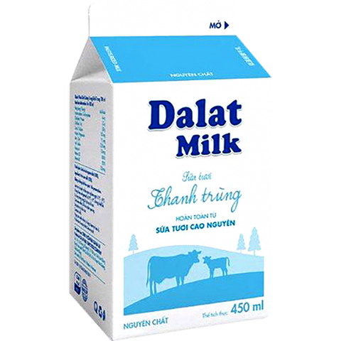 SỮA TƯƠI THANH TRÙNG KHÔNG ĐƯỜNG DALAT MILK HỘP 450ML