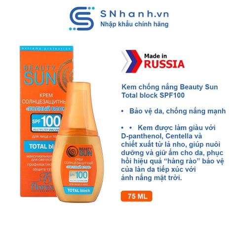 Kem chống nắng Floresan Beauty Sun Total block SPF100 75ml