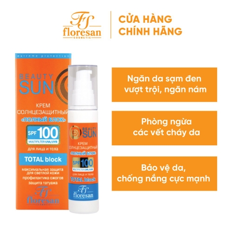 Kem chống nắng Floresan Beauty Sun Total block SPF100 75ml