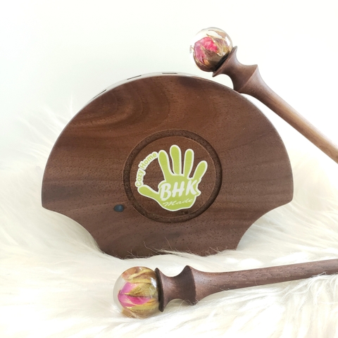 TRÂM GỖ-RESIN & CẦU 25MM /  HOA HỒNG