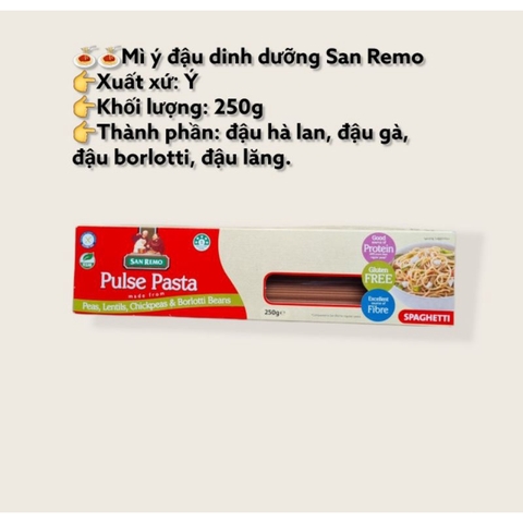 Mì ý đậu dinh dưỡng San Remo 250g