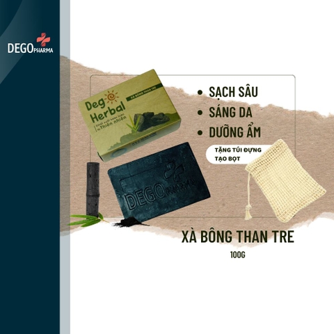 Xà bông than tre thải độc, giúp da mịn màng, trắng sáng DEGO PHARMA