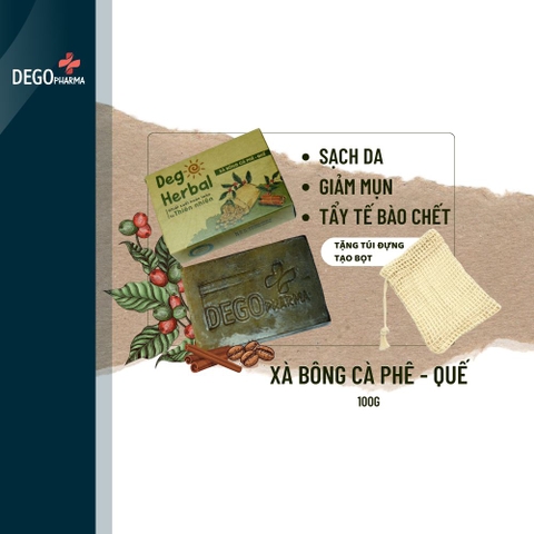 Xà bông quế - cà phê tẩy tế bào chết, dưỡng da trắng sáng DEGO PHARMA