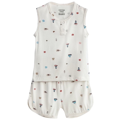 Đồ bộ ba lỗ Uala 2022 12-18M - Trắng