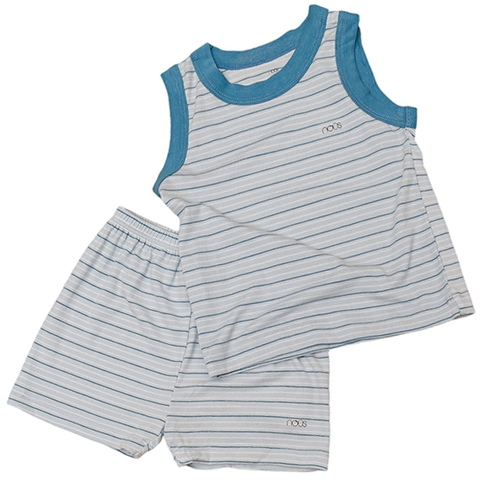 Bộ ba lỗ petit kẻ xanh trắng 9M