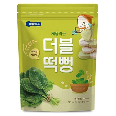 Bánh gạo hữu cơ Bebecook vị gạo và rau chân vịt 6M+ 30g