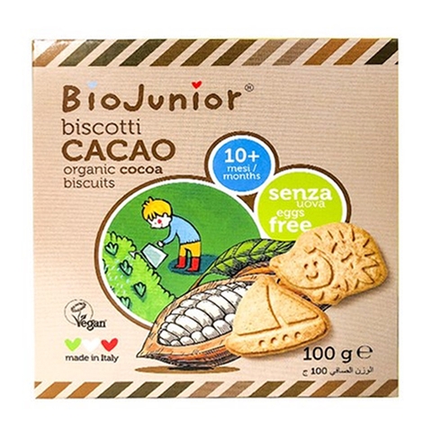 Bánh ăn dặm Bio Junior hữu cơ vị ca cao 100g 10M+