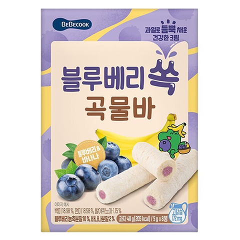 Bánh cuộn ngũ cốc Bebecook vị việt quất, chuối 8M+