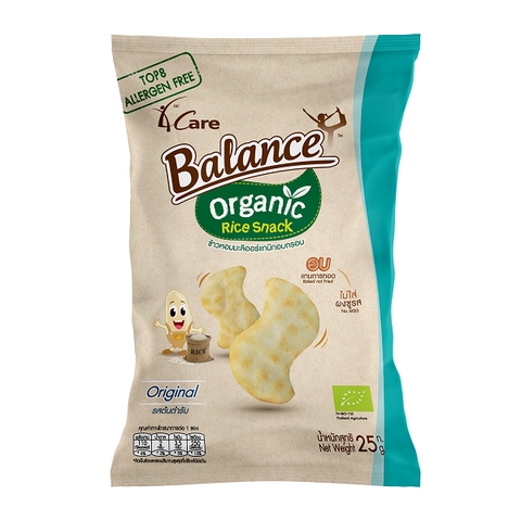 Bánh snack gạo hữu cơ vị truyền thống 4Care Balance 25g 12M+