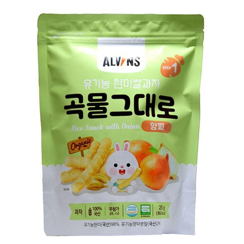 Bánh gạo lứt hữu cơ vị hành tây Alvins 25g 6M+