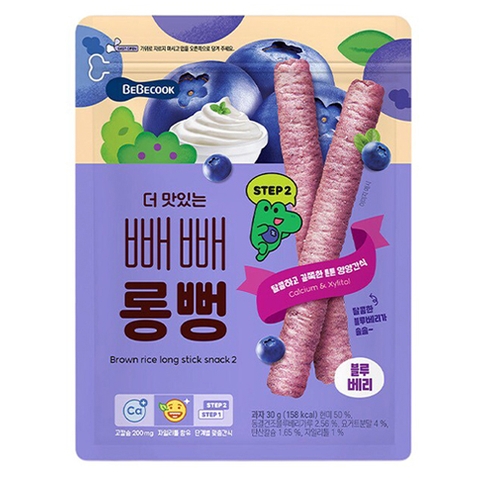 Bánh gạo lứt thanh dài Bebecook vị việt quất cho bé từ 12 tháng tuổi 30g