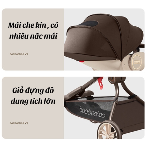 Xe đẩy thông minh Baobaohao V9 - Nâu