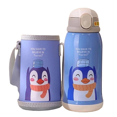 Bình nước giữ nhiệt Hermon inox kèm cốc 600ml - Xanh dương