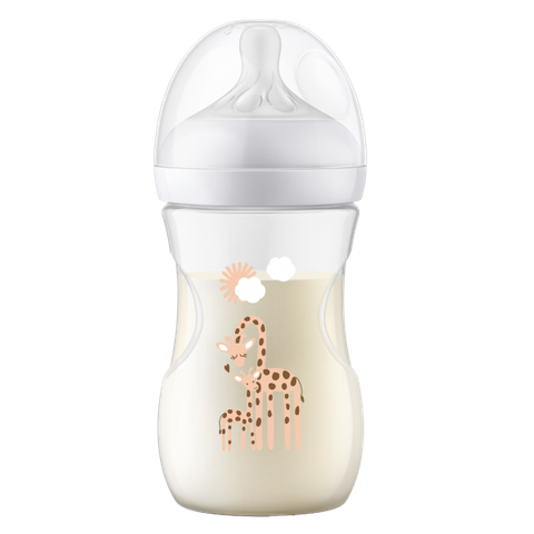 Bình sữa Avent 260ml họa tiết hươu cao cổ kèm núm 1M+
