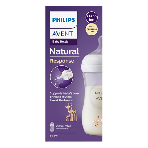 Bình sữa Avent 260ml họa tiết hươu cao cổ kèm núm 1M+