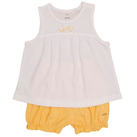 Bộ Nous 9-12M ba lỗ trắng vàng hình con ong