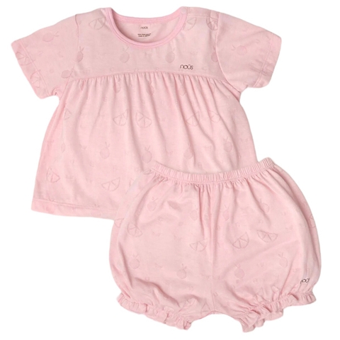 Bộ cài vai cộc Nous hồng hoạ tiết dưa hấu 18M