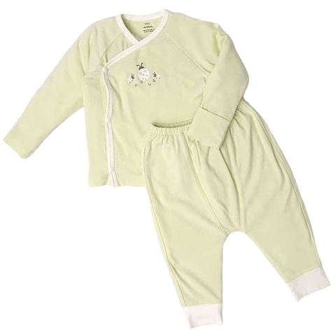 Bộ Nous Newborn cài lệch xanh lá hình bọ rùa