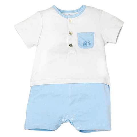 Bộ Nous 9-12M body cộc Petit xanh trơn