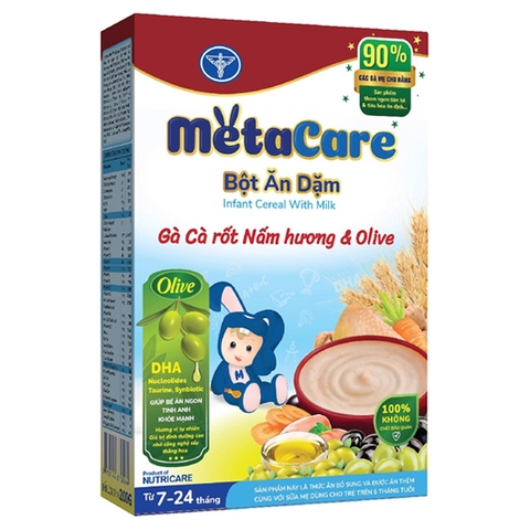 Bột ăn dặm MetaCare vị gà, cà rốt, nấm hương và Olive 200g (7-24 tháng)