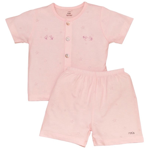 Bộ Nous 9-12M cài thẳng cộc hồng nhạt