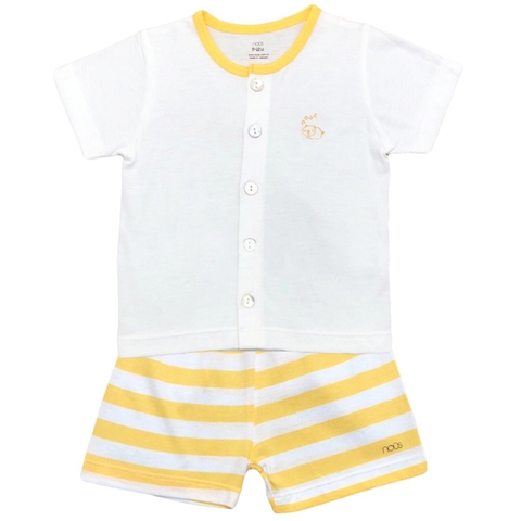 Bộ Nous 9-12M cài thẳng cộc kẻ trắng vàng
