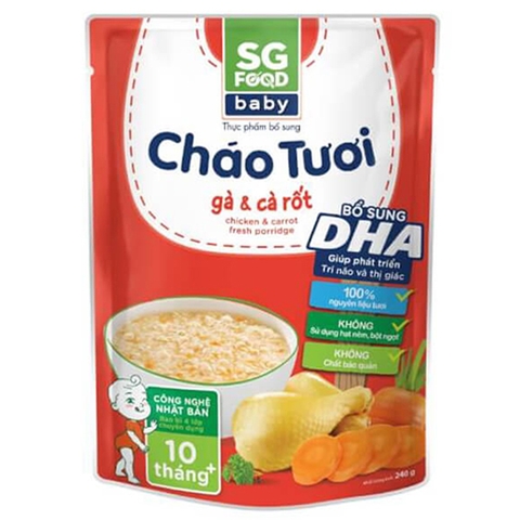 Cháo tươi baby SG Food gà cà rốt cho bé từ 10 tháng tuổi 240g