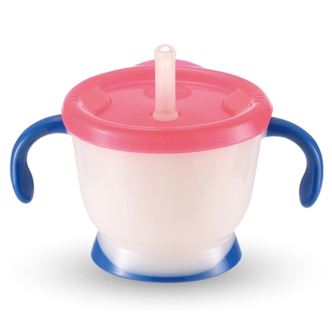 Cốc tập uống Richell 3 giai đoạn nắp hồng cho bé từ 6 tháng tuổi 150ml