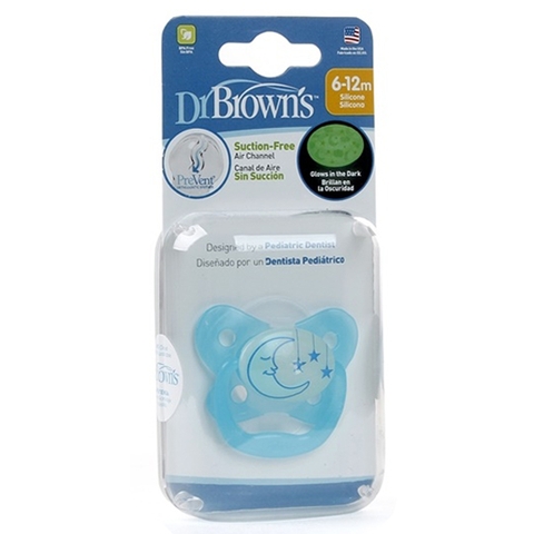 Ty ngậm phát sáng Dr Brown's cho bé từ 6-12 tháng màu xanh