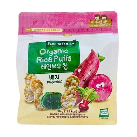 Bánh gạo sần hữu cơ Farm to Family vị khoai lang và rau củ 6M+ 50g