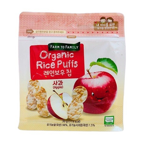 Bánh gạo sần hữu cơ Farm to Family vị táo 6M+ 50g