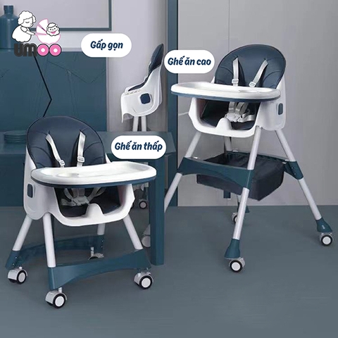 Ghế ăn dặm Umoo gấp gọn UM-0491 màu xanh navy