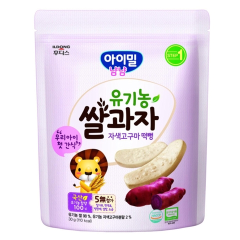 Bánh gạo hữu cơ ILdong Hàn Quốc vị khoai lang tím 6M+