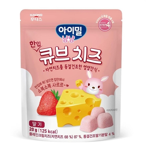Phô mai sấy lạnh Ildong vị dâu cho bé từ 12 tháng tuổi 20g