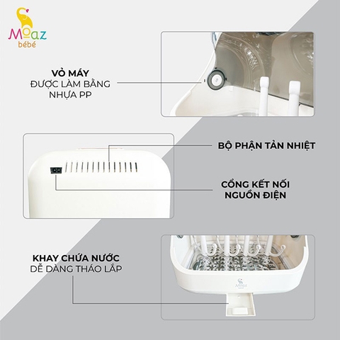 Máy tiệt trùng, sấy khô, úp bình sữa Moaz Bébé UVC MB-044